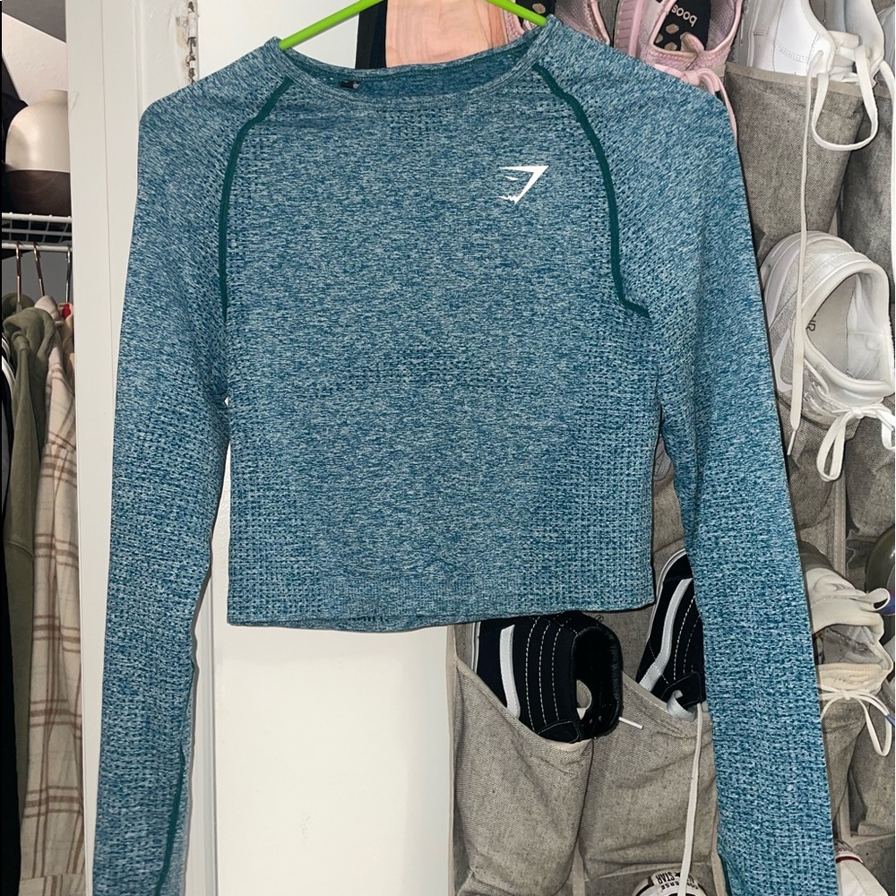 Gymshark Teal Blue Long Sleeve Crop Top